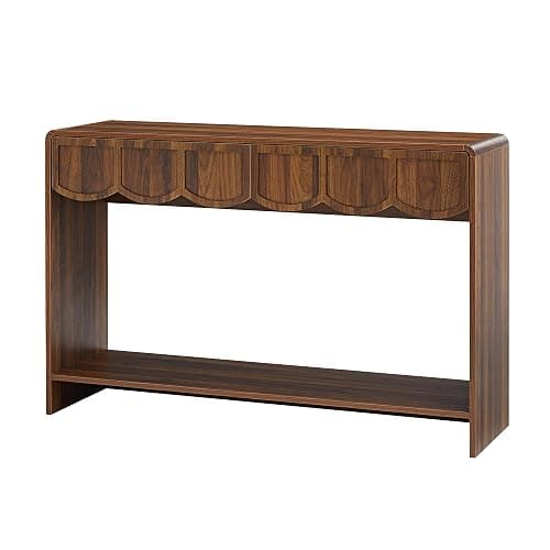 Console Table with Drawers, Mid-Century 43 Inches Narrow Entryway Tables with Open Storage Shelves, Hallway Accent Tables Behind Couch Table for Living Room - Walnut - Walnut thumbnail 9