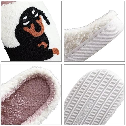 OJXTRDE Cute Dachshund Slippers Women Men Fuzzy Memory Foam Cartoon Animal Slippers Novelty Funny Dog Slippers Winter Warm Plush House Shoes thumbnail 3