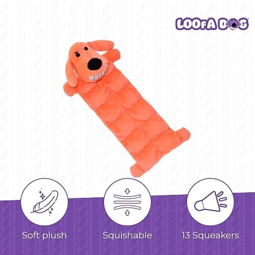 Multipet Original Loofa Dog Plush Toy Mat - Squeaky Toys for All Dogs - Extra Soft Plush - Stuffed Animal Dog Toys for Playing (1 Count, 12”, Random Color Surprise) thumbnail 3