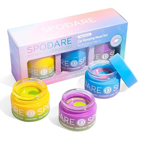 SPODARE 3-in-1 Dual-Color Sleeping Lip Mask Set – Blueberry, Grape and Lemon, Hydration & Repair for Dry Cracked Lips, Infused with Vitamin C, Lip Moisturizer for Nourishing Lips, 1.26 Fl Oz - Image 1