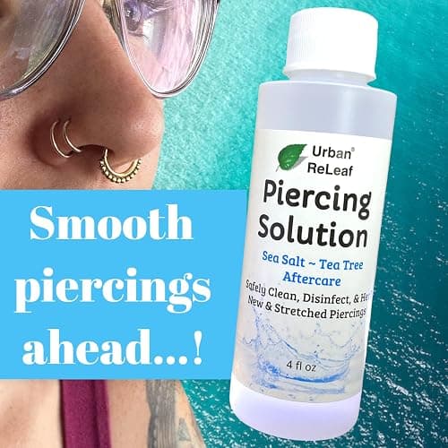 Urban ReLeaf Piercing Solution, Sea Salts & Tea Tree Aftercare, 4 oz | Ready to Use, Safely Clean & Calm New & Stretched Piercings, Gentle Effective Natural, Works Fast thumbnail 5