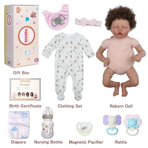 BABESIDE Lifelike Reborn Baby Dolls Black Girl- 17-Inch Realistic Newborn Baby Doll Real Life Baby Dolls with Clothes and Toy Gift for Kids Age 3+ thumbnail 6