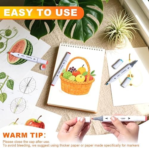 Reaeon Alcohol Art Markers, 80 Colors Fine & Chisel Dual Tip Marker Set, Permanent Art Markers for Adults Sketching Painting Drawing and Coloring(White Barrel) thumbnail 5