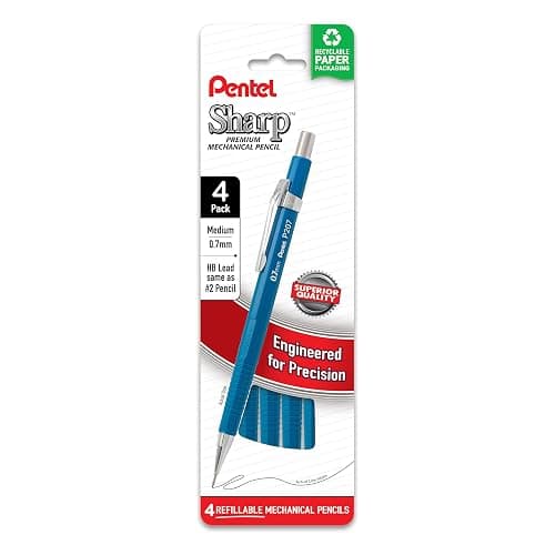 Pentel Sharp Mechanical Pencil, (0.7mm), Medium Line, Blue Barrel, Pack of 4 (P207PF4C) - Image 1