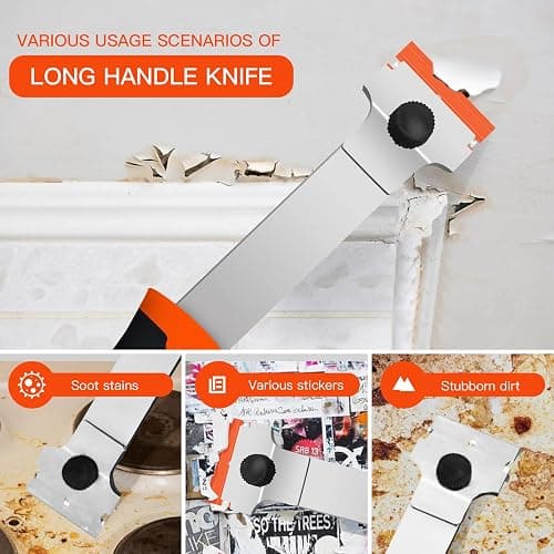 DEKEones Razor Blade Scraper, Long Handled Scraper Tool with 10 Extra Replacement Blades, Razor Scraper Remover for Cleaning Sticker, Paint, Caulk from Window, Car, Glass, Windshield, Stove thumbnail 7