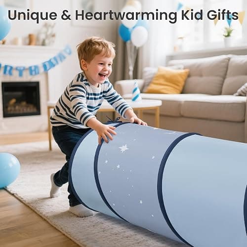 Tiny Land Kids Play Tunnel Tent for Toddlers, 69" x 18" Foldable Crawl Toys for Baby, Indoor & Outdoor Pop Up Dog Tunnel with Breathable Mesh (Blue) thumbnail 5
