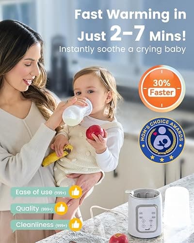 Grownsy 8-in-1 OG Fast Bottle Warmer with Timer, Gray | Fast & Even Heating, Nutri-Preserve, Safe Material, Precise Temp, Easy Operation, Multi-Use Bottle Warmer for All Feed Stages thumbnail 2