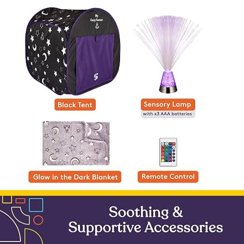 Special Supplies Blackout Sensory Tent for Kids, Pop Up Calming Play Room with Fiber Optic Lamp and Glow-in-The-Dark Fuzzy Blanket thumbnail 3