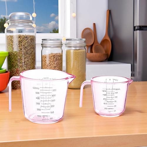 Cute Pink Plastic Measuring Cup for Home Kitchen Cooking and Baking Seasoning Liquid (150ml, 300ml, 600ml - 3 Pack) thumbnail 6