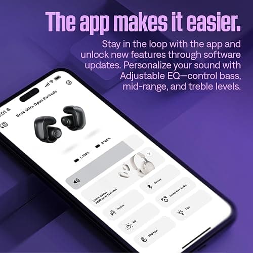 Bose Ultra Open Earbuds - Bluetooth Open Ear Earbuds with OpenAudio for Awareness, Clip-On Design for Comfort, Water Resistant, Up to 48 Hrs of Playtime, White Smoke thumbnail 6