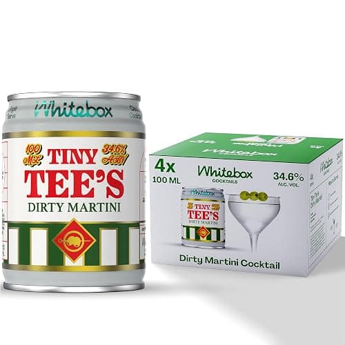 WHITEBOX COCKTAILS Single Serve Classic Tiny Tee's Dirty Martini — Case Of 4 Cocktail Cans | Classic Full Strength Dirty Martini | Pre-mixed Cocktails Ready To Drink 4x100ml - Image 1