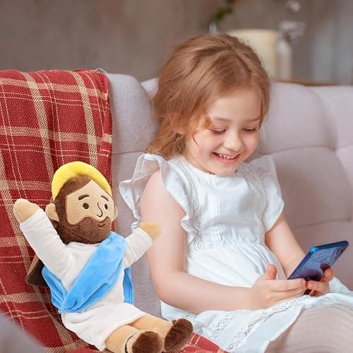 Yelakey Jesus Plush Jesus Stuffed Doll Christian Stuff Plushie Toys Religious Party Favors Gifts for Kids for Christening Easter Christmas (brownblue) thumbnail 6