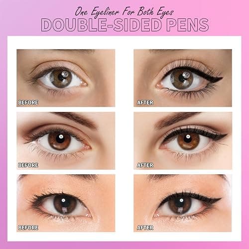 KIMUSE Winged Eyeliner Stamp, Eyeliner Pens for Perfect Wing Cat Eye Stamp Eyeliner Waterproof Smudge Proof, Long Lasting Eye Makeup Liquid Eye Liner (BLACK) thumbnail 5