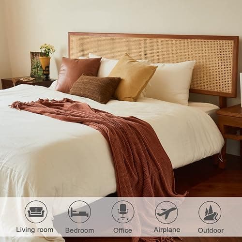 lifein Throw Blanket for Couch, Soft Boho Bed Throw,Cozy Burnt Orange Chenille Knitted Small Spring Lightweight Throw(Rust,50 * 60") thumbnail 6
