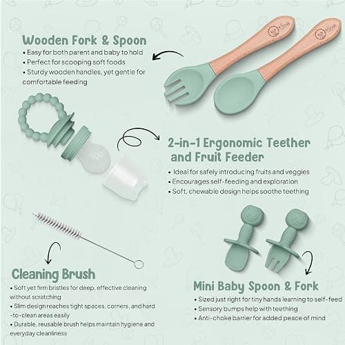 O'doe™ Baby Weaning Set – 15 Pcs Silicone Baby Feeding Set with Suction Plate, Bowl, Bib, Sippy Cup, Fruit Feeder & Freezer Tray – Baby Plates and Bowls Set for 3M+ | BPA-Free Baby Dishes & Utensils thumbnail 6