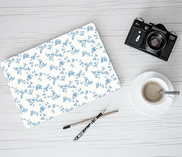 LanBaiLan Case Compatible with MacBook Air 13.6 inch M2 M3 M4 Chip 2022 2023 2024 2025 Release with Touch ID, Model A2681 A3240 A3113, Laptop Plastic Hard Shell Case & Keyboard Cover,Engraved Floral thumbnail 7
