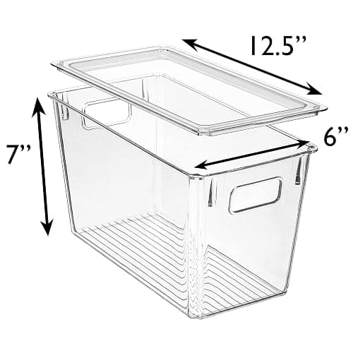 ClearSpace Modern Plastic Storage Bins with Lids – Perfect Kitchen Organization or Pantry Fridge Organizer, 4 Pack, 12.5" x 6" x 7", 9L Capacity Each, BPA Free, Stackable thumbnail 3