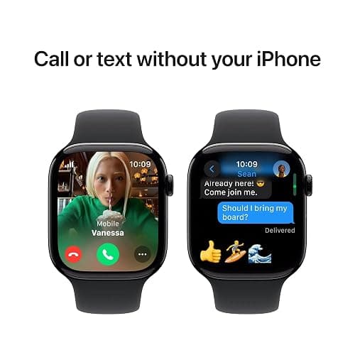 Apple Watch Series 10 [GPS + Cellular, 46mm] - Jet Black Aluminum Case with Black Sport Band, M/L (Renewed) thumbnail 7