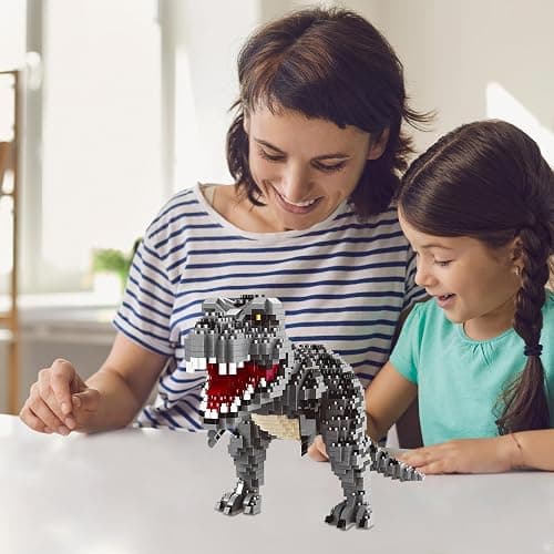 CSNRHG Dinosaur Tyrannosaurus Rex Model Decor Micro Mini Blocks Velociraptor Building Blocks Toy Birthday for Age 6+ Children Adults Teens 1530 Pieces thumbnail 8