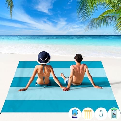 BYDOLL Beach Blanket 78''X81'' Waterproof Sandproof Suits1-4 Adults Oversized Lightweight Large Blanket Picnic Mat for Beach Sand Free Travel Camping Hiking Picnic - Image 1