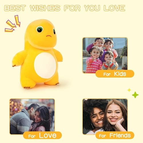 Adorlynetty Nailong Dinosaur Stuffed Animal,9“ Cute Yellow Dinosaur Plush Soft Dino Stuffed Animals Dino Plushie Toys for Boys Girls Kids Baby Toddlers Angry thumbnail 6