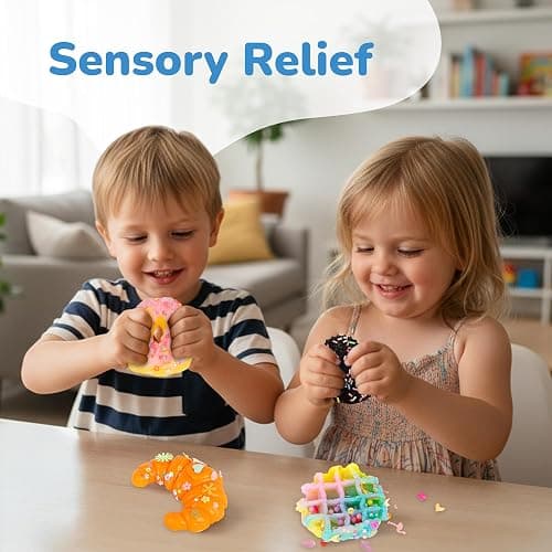 ArtCreativity Squishy Treats Fidget Toys for Kids and Adults - 4 Pack - Super Soft Squishy Dessert Include Sandwich Cookie, Donut, Croissant, and Waffle - Squeeze Toys for Stress Relief and Anxiety thumbnail 6
