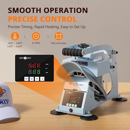 HTVRONT Hat Press Machine - Hat Press Heat Machine for Caps with 2 Platens & Caps Stretcher, Hat Heat Press Machine for Caps with Precise Temp&Timer Control for Heat Transfe Vinyl, Sublimation (Blue) thumbnail 3