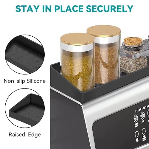 Homotte Stove Top Shelf - Silicone Magnetic Shelf for Kitchen Stove - Over Stove Spice Rack Organizer with 3 Detachable Functional Partitions - Adjustable Length of 20/24/30 Inch (Black) thumbnail 6