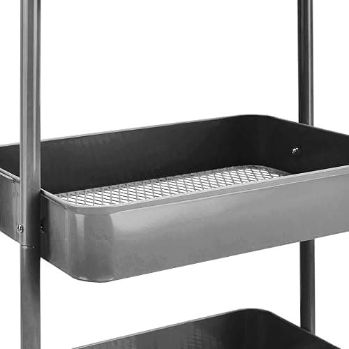 Amazon Basics 3-Tier Rolling Utility or Kitchen Cart, Lockable Wheels, Multifunctional Storage, Charcoal thumbnail 4