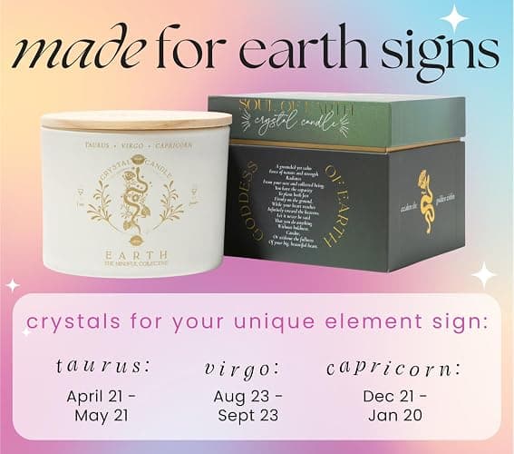 Taurus, Virgo, Capricorn Gifts for Women, Wood Wick Crystal Soy Candle | Ruby in Fuchsite & Lepidolite Crystals, Pear-Freesia Aromatherapy Scent for Spiritual, Astrology Gifts thumbnail 3