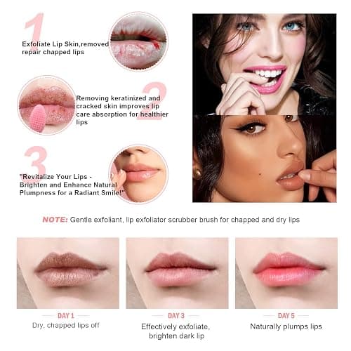 Lip Scrub Brush,Lip Scrubber Exfoliator,Double-Sided Silicone Lip Exfoliating Tool,Gentle Lip Exfoliator Scrubber Brush for Smooth,Soft,Bright,and Healthy Lips(2 PCS) thumbnail 3