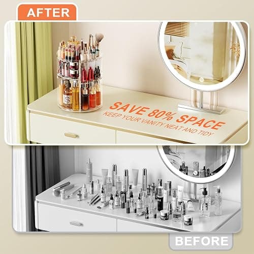 Auxmir Schminktisch Organizer mit 9 Einstellbaren Stufen, Make Up Organizer 360° Drehbar, Extra Größer Kosmetik Skincare Organize, Schmink Aufbewahrung für Schlafzimmer Badezimmer als Geschenk thumbnail 6