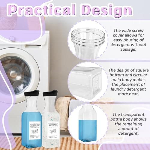 Laundry Detergent Dispenser Bottle 53oz with Label,4 Pack Liquid Laundry Dispenser,Plastic Detergent Dispenser for Laundry Room Organization and Storage,Black Lid thumbnail 3