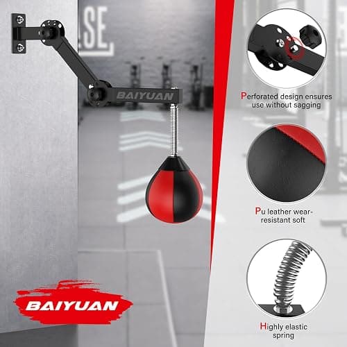 Speed Bag Boxing Punching Bag, Wall Mount Height Adjustable & Fold Speed Bags for Boxing, Wall Bracket Boxing Reflex Ball, Boxing Bag as Adults Teens and Kids, Fits Home Gym Workout thumbnail 3