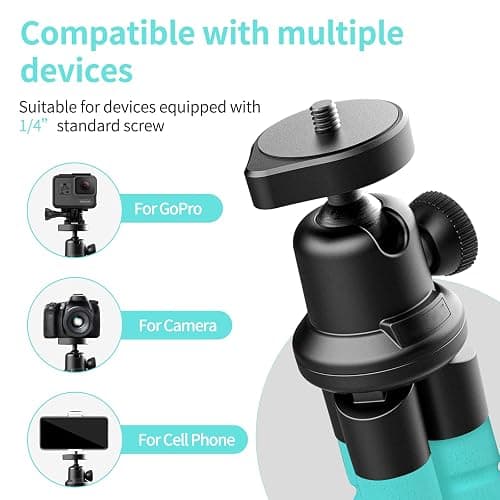 Aureday Phone Tripod, Flexible Tripod for iPhone and Android, Portable with Wireless Remote and Clip for Video Recording/Vlogging/Selfie (Blue) thumbnail 4