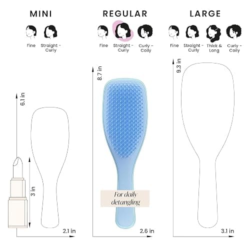 Tangle Teezer Ultimate Detangler Hairbrush for Wet & Dry Hair, Eliminates Knots & Reduces Breakage for All Hair Types, Denim Blues - Denim Blues thumbnail 7