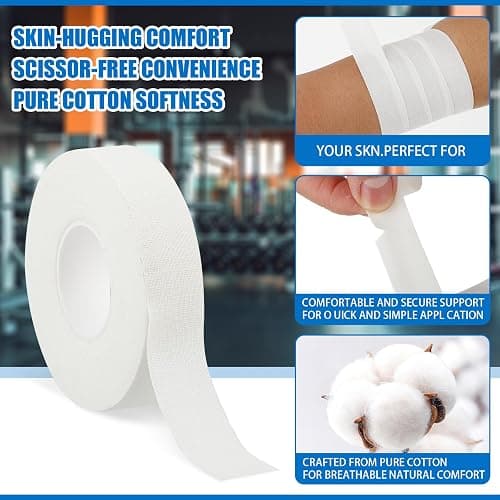YUXIANLB Finger Tape, 0.5 Inch x 10 Yard White Athletic Tape Extra Strong Adhesive, 3 Rolls Sport Tape, Medical Tape, Foot Tape for Rock Climbing, Grappling, Basketball, Lifters and BJJ Finger Tape thumbnail 4