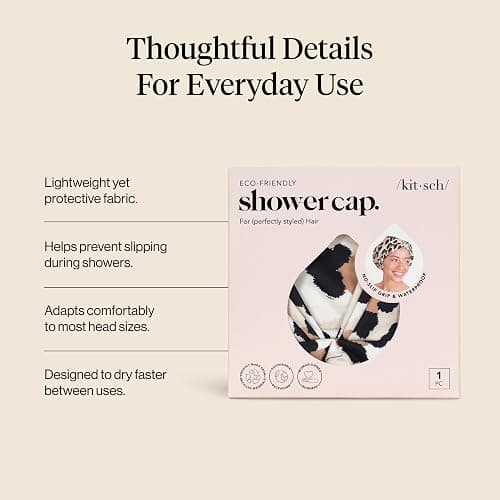 Kitsch Luxury Shower Caps for Women Reusable Waterproof - Large Shower Cap for Women, Non-slip, Quick-dry Hair Cap for Long and Short Hair, Comfortable and Stylish Design - Leopard thumbnail 3