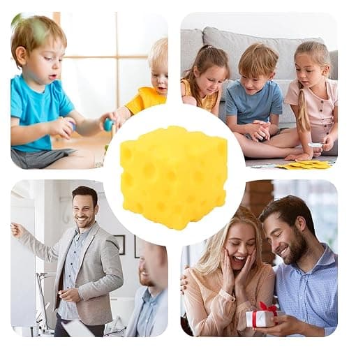 Cheese Squish, 2PCS Cheese Stress Balls Squish Toys, Calming Relaxation StressRelief Cube Slow-Rebound Squishys Cute Toy Soft Foam Toy For Men Women,5x5cm thumbnail 8
