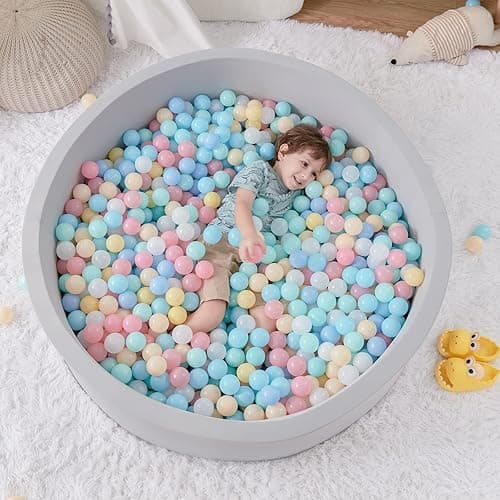 SHJADE Foam Ball Pit, 47.2"x 13.8" Large Ball Pits for Toddlers, Soft Round Kiddie Baby Playpen Ball Pool for Kids, Ideal Gift for Babies Indoor and Outdoor Game, Grey, (Balls not Included) - 120CM/47.24IN - Grey thumbnail 8