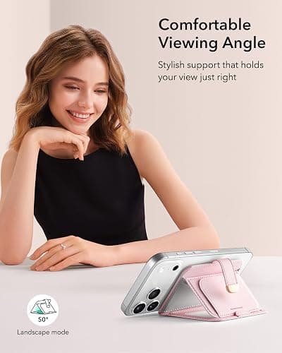ESR Aura Clutch for MagSafe Wallet for Women, 5 Card Holder, RFID Blocking, MagSafe Sticker Included, Magnetic Wallet for iPhone 17e/17/16/15/14/13/12 Series (Not mini), Select Samsung Devices, Pink thumbnail 6