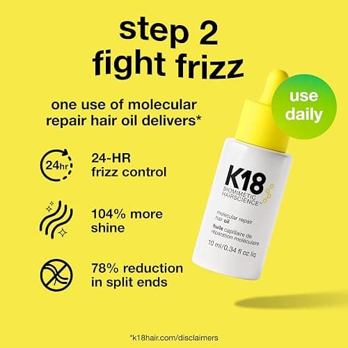 K18 Molecular Repair Minis Kit, Leave-In Molecular Hair Mask + Lightweight Repair Oil, Repairing Hair Duo to Strengthen + Smooth Frizz, Suitable for All Hair Types, Travel Size Kit thumbnail 3