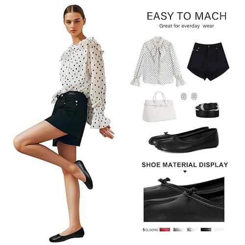 VBDB Tabi Ballet Flats Shoes for Women Rounde Toe Wide Width Split Toe Low Heel Comfortable Flats Shoes thumbnail 6