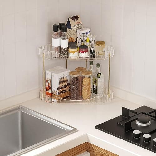 Lifewit Make Up Organizer, 2 Stufen Schminktisch Organizer, Stabil Eck-Mehrzweck-Regal für Parfüm/Hautpflegemittel/Duschgel im Badezimmer,Küche,Schlafzimmer, Transparente thumbnail 5