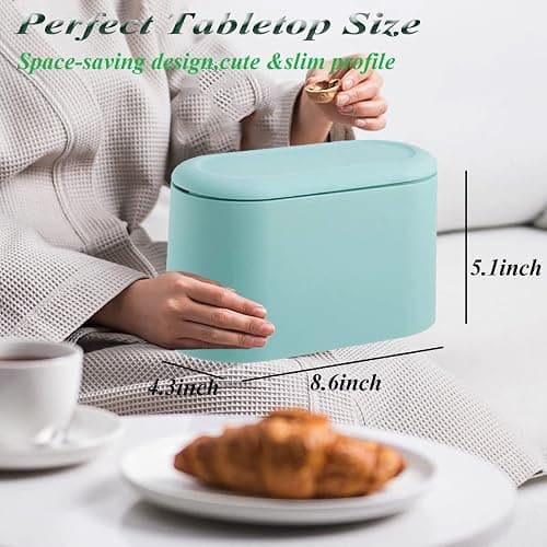 LTWQLing Mini Trash Can with Lid - Removable Small Garbage Can, Tiny Plastic Trash Bin, Pop Up Countertop Wastebasket, Counter Garbage Lint Bin for Bathroom,Office,Kitchen,Desk,Coffee Table(Sky Blue) thumbnail 2