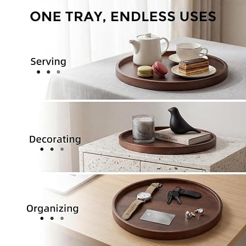 Round Bamboo Wooden Tray, 12 Inch thumbnail 8