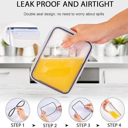 48Pcs Food Storage Container Set kitchen organizers Meal Prep Containers Lock Lids Reusable Plastic Lunch Box Snack Salad Containers 24 Boxes and 24 Lids Pantry and Kitchen Organization thumbnail 4