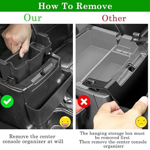 Eamplest Center Console Organizer for Jeep Wrangler & Gladiator 2024-2026 | Fits JL JLU 4XE JT, 4PCS, Interior Accessories, Gear Shift Side Tray, Armrest Storage Box, Easy Install, Legroom Friendly thumbnail 3