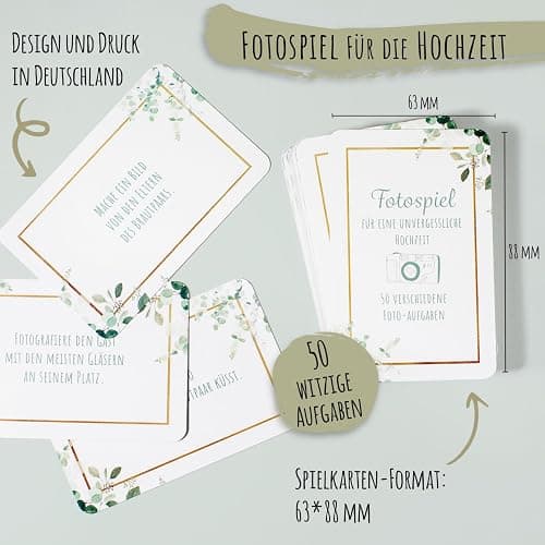 50 Fotoaufgaben Hochzeit - Unterhaltsames Hochzeitsspiel für Gäste, Fotobox Accessoires Hochzeit Fotospiel Hochzeit, Hochzeit Fotoaufgaben für Gäste, Perfekt für Gästebuch Hochzeit thumbnail 4