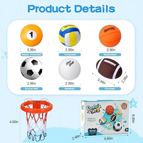 Light Up Bath Toys, Bathtub Basketball Hoop for Kids 1-3, Toddler Pool Water Table Toys 6-12-18 Months, Sensory Toys for Tub Pool Swimming Shower, Baby Bathtime Gifts for Newborn Boy Girl Birthday thumbnail 2